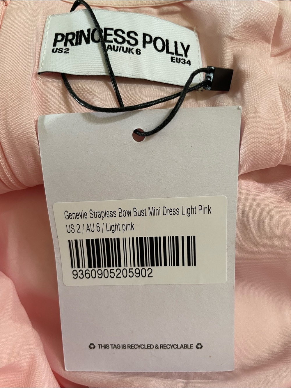 Princess Polly Genevie Bow Strapless Minidress Pink Sz 2 NWT - Picture 6 of 6